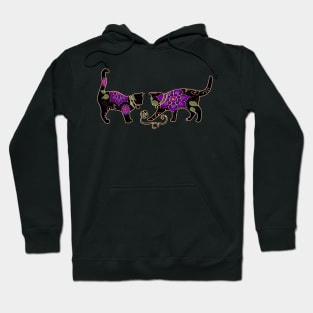 Cats Playing With Yarn With Gold Outline Hoodie